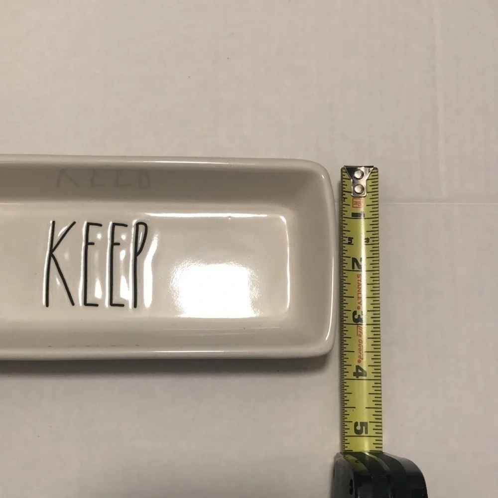 Rae Dunn Artisan Collection separated jewelry dish tray with ‘Keep’ on one side